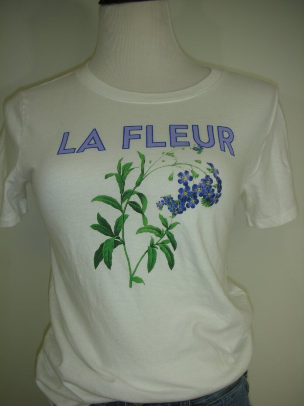 J.Crew La Fleur Floral Graphic Tee White Cotton T-Shirt XS Cottagecore Botanical
